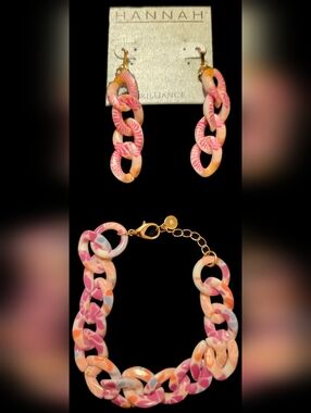 Multicolor Resin Link Earrings & Bracelet